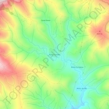 Mapa topográfico Roda Cimeira, altitude, relevo
