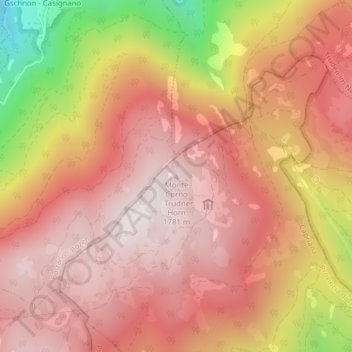 Mapa topográfico Monte Corno, altitude, relevo