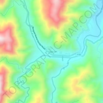 Mapa topográfico Pingkian, altitude, relevo