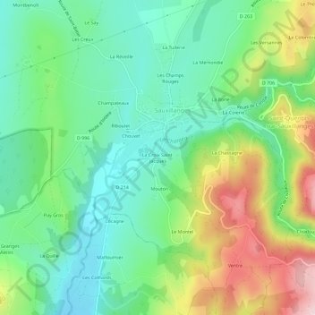 Mapa topográfico La Croix Saint-Jacques, altitude, relevo