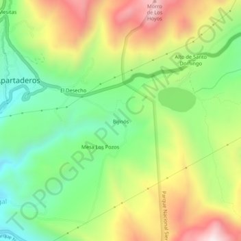 Mapa topográfico Bijinós, altitude, relevo