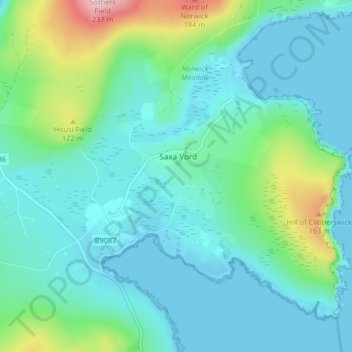 Mapa topográfico Valsgarth, altitude, relevo