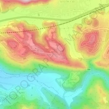 Mapa topográfico Tzurit, altitude, relevo