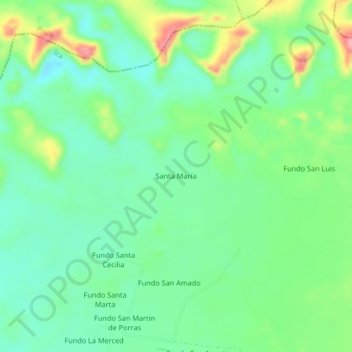 Mapa topográfico Santa María, altitude, relevo