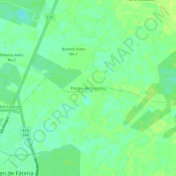 Mapa topográfico Pampa del Guasmo, altitude, relevo