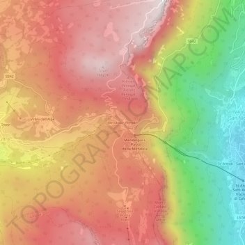 Mapa topográfico Mendola, altitude, relevo