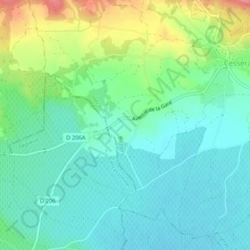 Mapa topográfico La Cayla, altitude, relevo