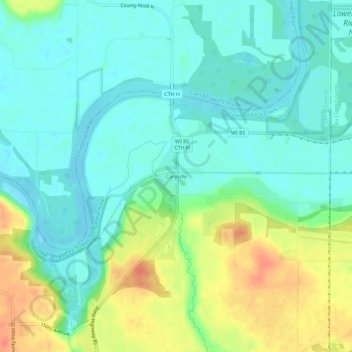 Mapa topográfico Caryville, altitude, relevo