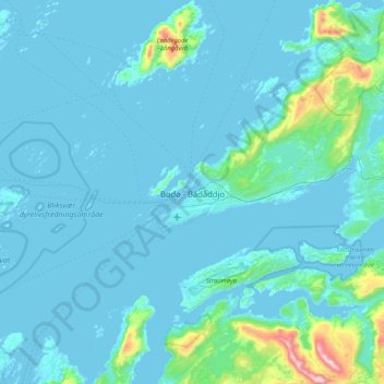 Mapa topográfico Bodø, altitude, relevo