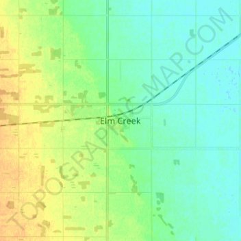 Mapa topográfico Elm Creek, altitude, relevo