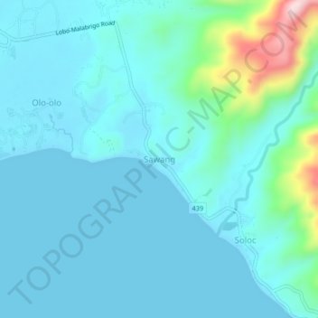 Mapa topográfico Sawang, altitude, relevo