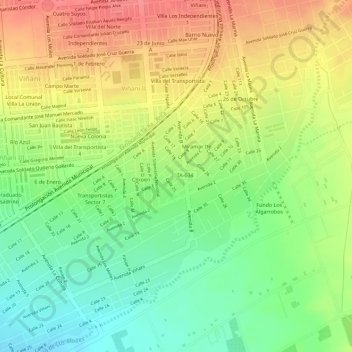 Mapa topográfico 46, altitude, relevo