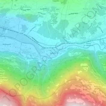 Mapa topográfico Boffetto, altitude, relevo