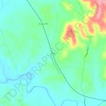 Mapa topográfico Haley, altitude, relevo