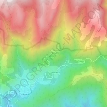 Mapa topográfico Le Travers, altitude, relevo