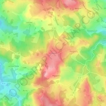 Mapa topográfico La Seauve, altitude, relevo