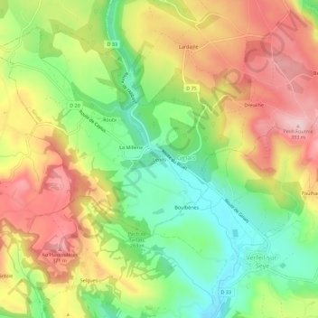 Mapa topográfico Cenils, altitude, relevo