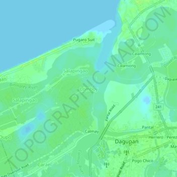 Mapa topográfico Lomboy, altitude, relevo