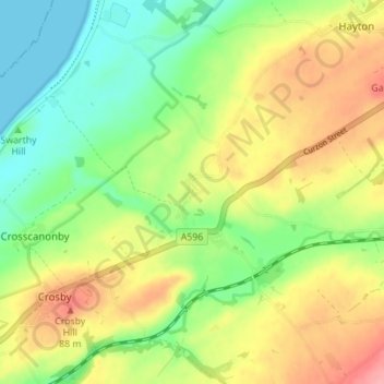 Mapa topográfico Allerby, altitude, relevo