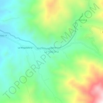 Mapa topográfico La Habana, altitude, relevo