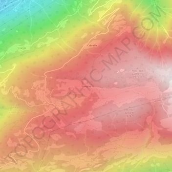 Mapa topográfico Trivigno, altitude, relevo