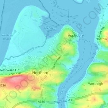 Mapa topográfico Diddywells, altitude, relevo