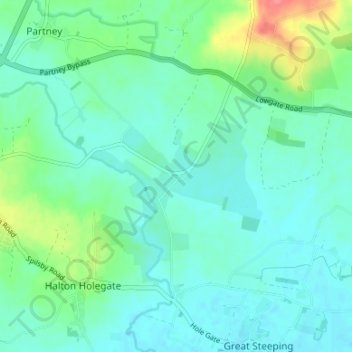 Mapa topográfico Ashby by Partney, altitude, relevo