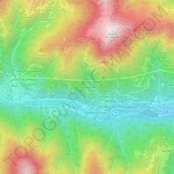 Mapa topográfico Borgata Chiaronto, altitude, relevo