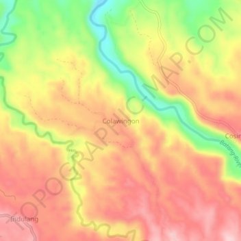 Mapa topográfico Colawingon, altitude, relevo