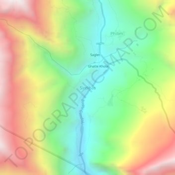 Mapa topográfico Sirdibas, altitude, relevo
