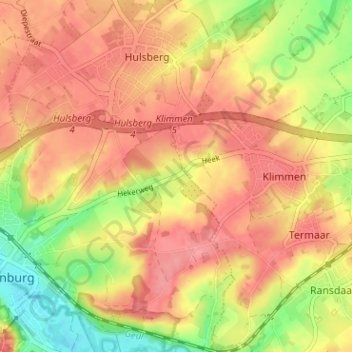 Mapa topográfico Heek, altitude, relevo