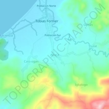 Mapa topográfico Abaca, altitude, relevo