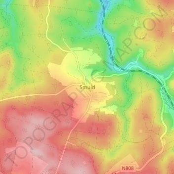 Mapa topográfico Smuid, altitude, relevo