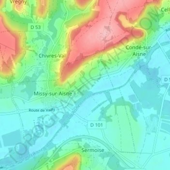 Mapa topográfico Les Carreux, altitude, relevo