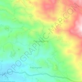 Mapa topográfico Payungagung, altitude, relevo