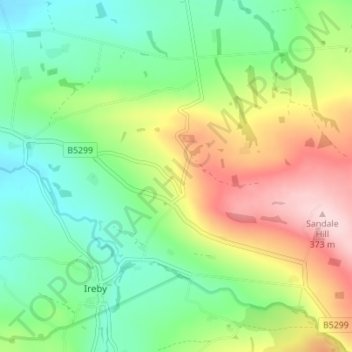 Mapa topográfico Sandale, altitude, relevo