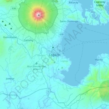 Mapa topográfico Legazpi, altitude, relevo