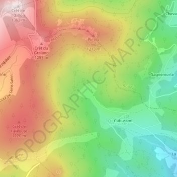 Mapa topográfico L'Oronge, altitude, relevo