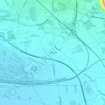 Mapa topográfico Calabricito, altitude, relevo