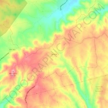Mapa topográfico Santos, altitude, relevo