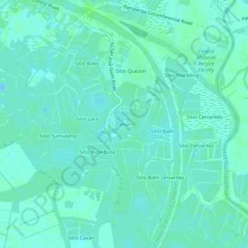Mapa topográfico Tabun, altitude, relevo