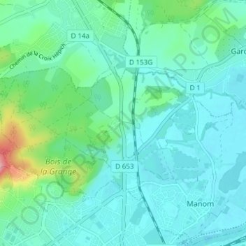 Mapa topográfico Maison Rouge, altitude, relevo