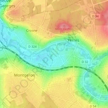 Mapa topográfico Résidence de la Grande Prairie, altitude, relevo