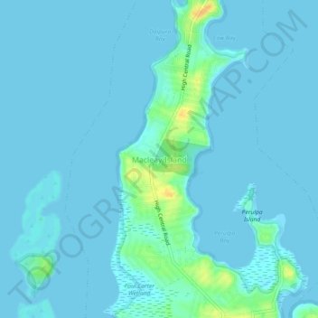 Mapa topográfico Macleay Island, altitude, relevo