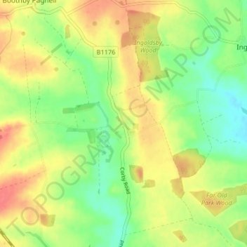 Mapa topográfico Bitchfield, altitude, relevo