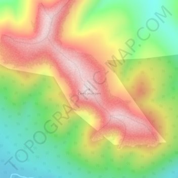 Mapa topográfico Cerro Jeujepen, altitude, relevo
