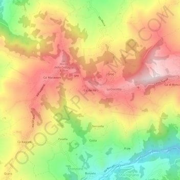 Mapa topográfico Ca' del Re, altitude, relevo