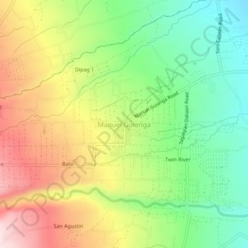 Mapa topográfico Manuel Guianga, altitude, relevo