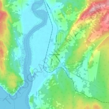 Mapa topográfico Dorchester, altitude, relevo