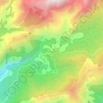 Mapa topográfico Paisolu d'Aïtone, altitude, relevo